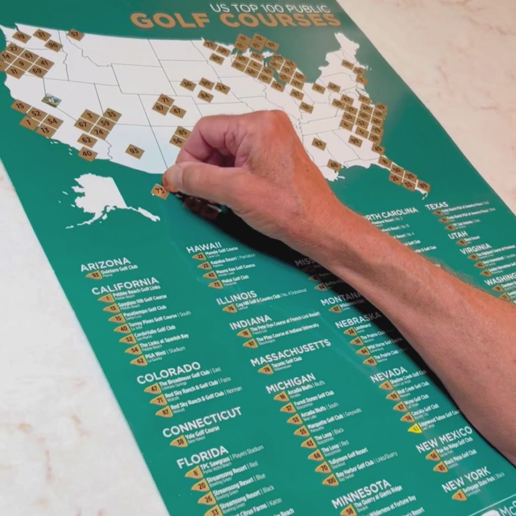 Top 100 US Public Golf Courses Scratch-Off Map