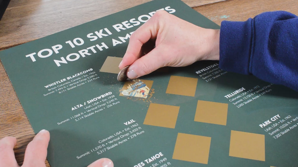 Top 10 Ski Resorts of North America Scratch- Off Map